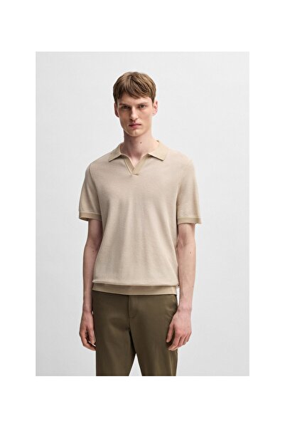 BOSS Johnny yaka pamuk karışımlı örgü kazak