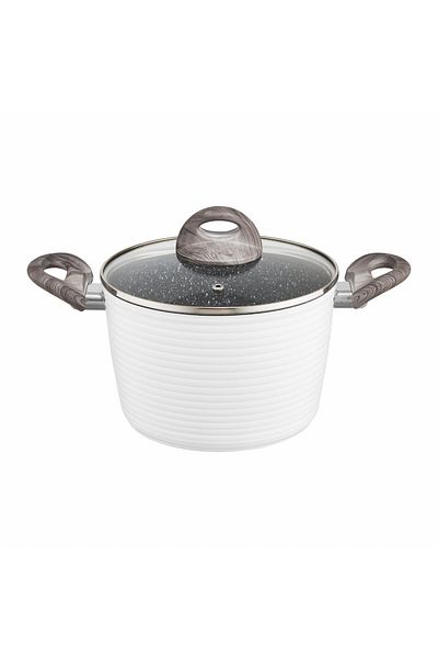 Ambition Tall pot with lid 24cm, 6.5L, Qualum Basic Stone Edition coating, Wavy