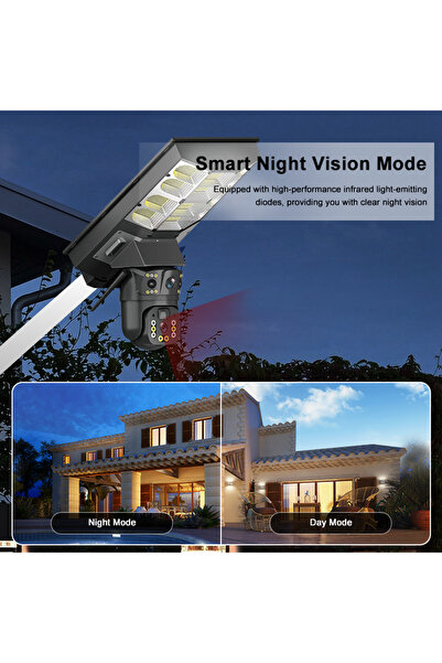 AVENİR AV-SL400W 4mp 2 Kameralı Wifi Solar Panelli Sokak Lambası Büyük Boy