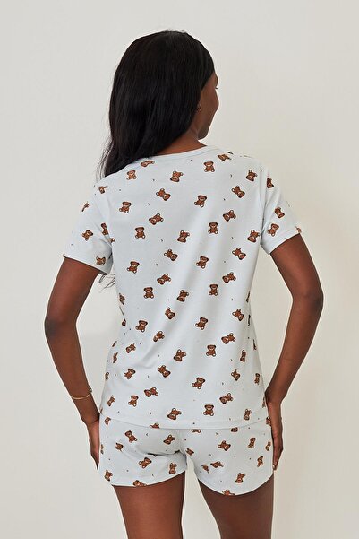 Katia&Bony Set de pijamale cu model Teddy albastru deschis pentru femei