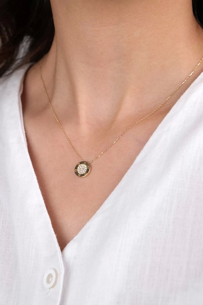 Güzide Kuyumcu Güzide 14 Ayar Altın Taşlı Yuvarlak Kolye