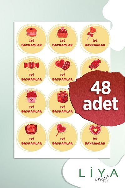 LiyaCraft Good Holiday Label Sticker 48Pcs 3.5cm