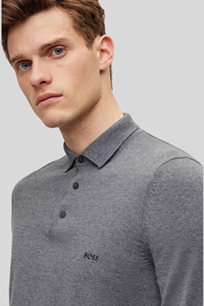 BOSS Hugo Boss Regular Fit Erkek Yün Kazak Gri