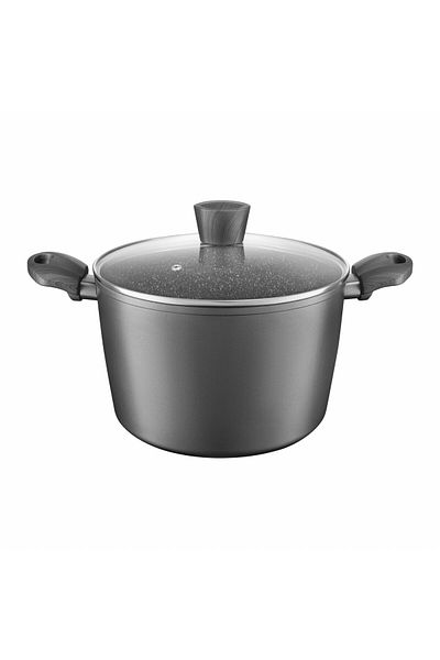 Ambition Tall pot with lid 20cm, 3.6L, Qualum Basic Stone Edition coating, Loft