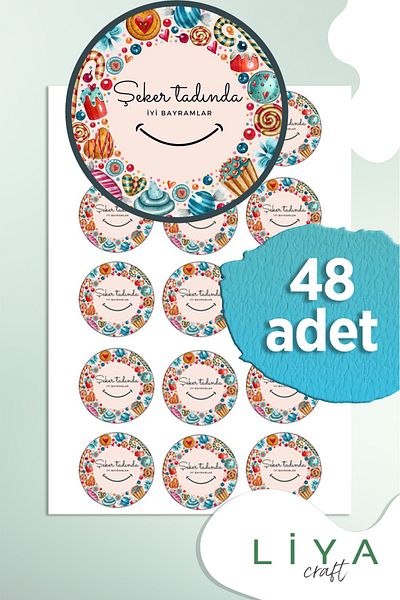 LiyaCraft Good Holiday Label Sticker 48Pcs 3.5cm