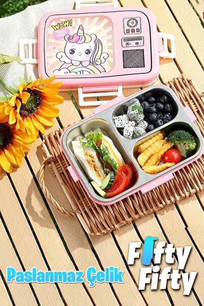 Vagonlife Lunch Box 820 ML Tek Kat Üç Bölmeli Sos Kaseli Yeni Nesil Sefer Tası-FFLBOX10283