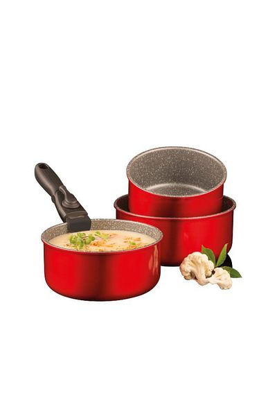 Ambition Pot set with removable handle, 4 pieces, Qualum Basic Stone Edition coating, Jasper