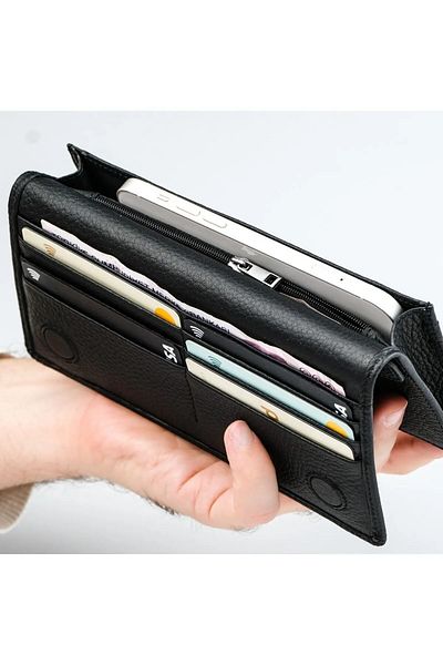 KRATOS Unisex Genuine Leather Wallet for Mens and Womens - with Special Phone Compartment