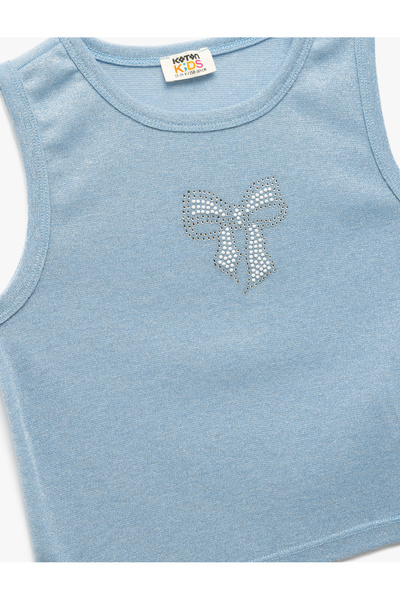 Koton Pamuklu Slim Fit Bisiklet Yaka Kolsuz Fiyonk Detaylı Crop Atlet