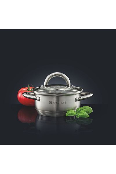 Ambition Stainless steel pot with lid 14cm, 1.1L, Solar