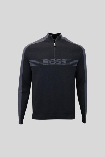 BOSS Kısa Fermuarlı Erkek Kazak Siyah