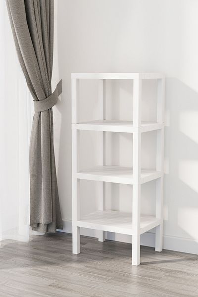 Omaş Household Product Ombeg Διακοσμητικό 4 επιπέδων Πλαστικό Organizer Μπάνιου πολλαπλών χρήσεων Γλάστρα Βιβλιοθήκη Λευκό