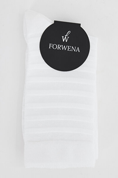 Forwena Striped Lurex and Modal Seamless White Lurex Women's Socks