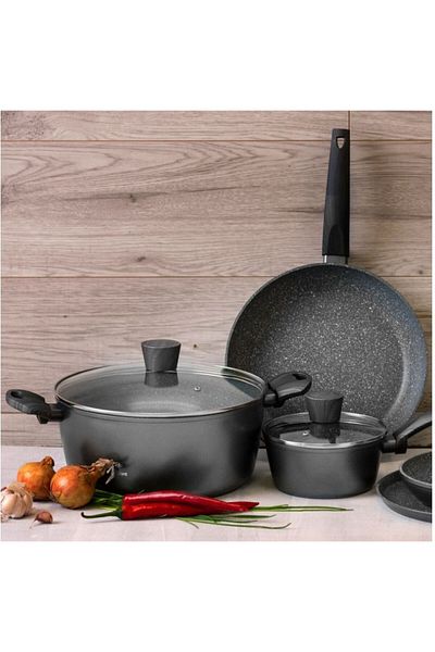 Ambition Saucepan with lid 16cm, 1.2L, Qualum Basic Stone Edition coating, Loft