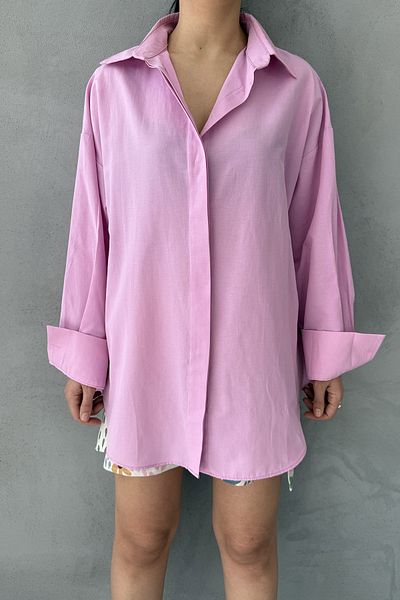 Seda Yalçın Atelier Flowy Oversize Pink Shirt