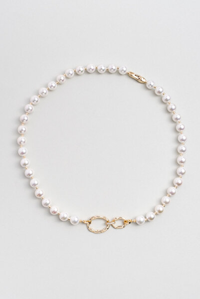 So CHIC... Rönesans 18 Ayar Sarı Altın Kaplama 45 Cm Gümüş İnci Kolye