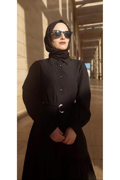 MRA Fashion Women's Long Sleeve Collared Front Buttoned Woven Maxi Dress with Metal Belt at Waist