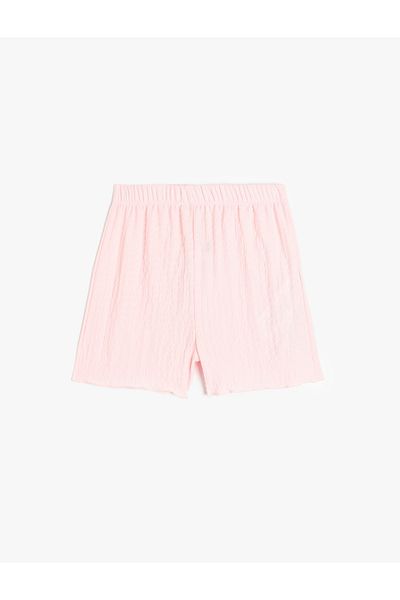 Koton Textured Basic Shorts with Elastic Waist