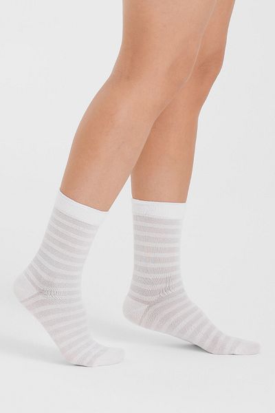 Forwena Striped Lurex and Modal Seamless White Lurex Women's Socks