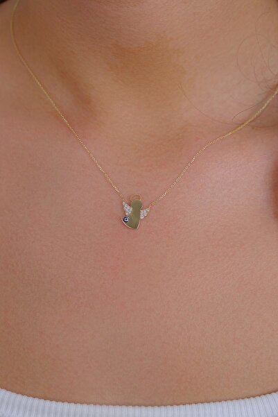 Güzide Kuyumcu Güzide 14 Ayar Altın Taşlı Nazar Boncuklu Melek Kolye