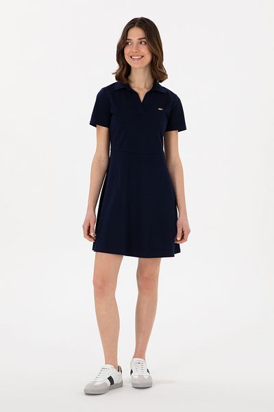 U.S. Polo Assn. Women's Navy Blue Polo Collar Mini Length Knitted Dress 50305854-VR033