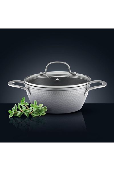Ambition Pot with lid 24cm, 3.7L, Qualum Basic coating, Bubble
