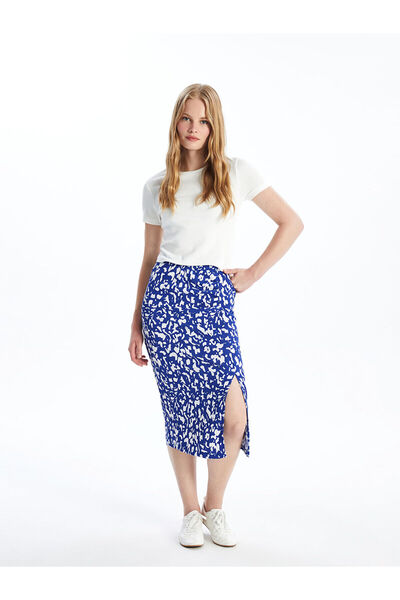 LC Waikiki Gemusterter Damenrock mit elastischem Bund
