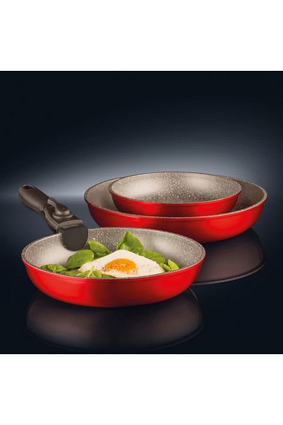 Ambition Pan set with removable handle, 4 pieces, Qualum Basic Stone Edition coating, Jasper