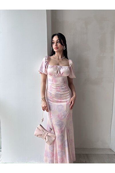 Mooi Butik REBUEN Μάξι Φόρεμα 3322 - Πούδρα