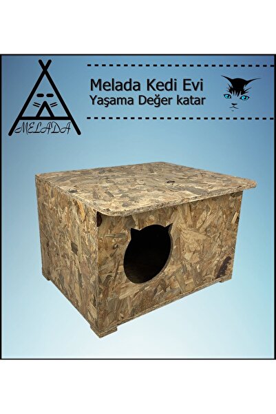 MELADA Kedi Evi Dış Ortam Uygun Ahşap Kedi Evi OSB 50x45x34 cm