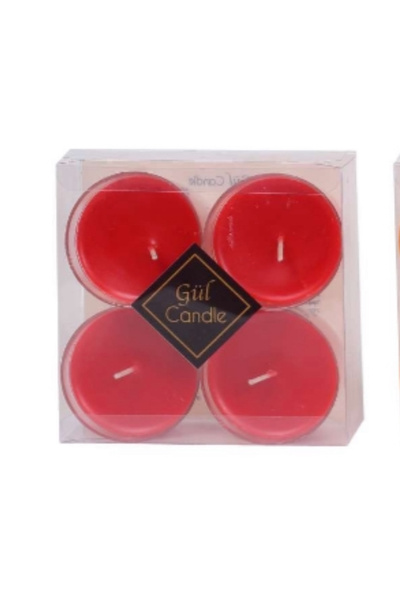 Gül Mum 4 Lü Kapsül Mum Çilek Kokulu