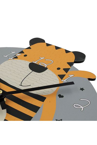 BM GİFT DESİGN Wall clock for children's room, 25x29 cm, tiger pattern