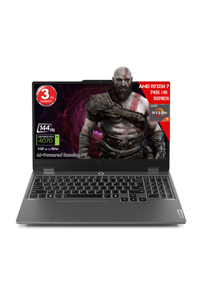 LENOVO Ryzen 7-7435HS 12GB DDR5 512GB SSD RTX4070 8GDDR6 15.6 IPS 144Hz FHD FreeDos 83JC00FGTR