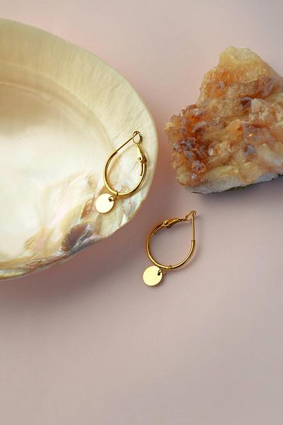 Sacce Scarves&Accessories 316 L Steel Thin Hoop with Charm and Earring