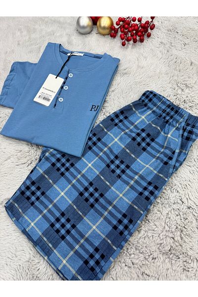 pijamaworld ΑΝΔΡΙΚΟ ΣΟΥΤΙΕΝ ΠΙΤΖΑΜΑ ΜΕ ΚΟΝΤΟΜΑΝΙΚΙ