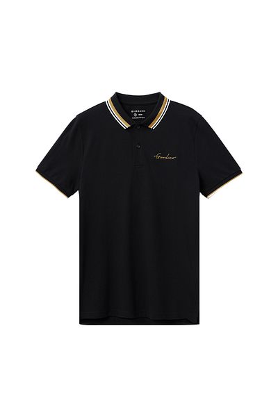 Giordano Men's Slim Fit Cotton Polo Shirt with Sailboat Embroidery