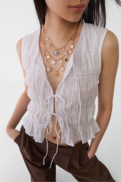 Stradivarius Under the sea charm multi-strand necklace
