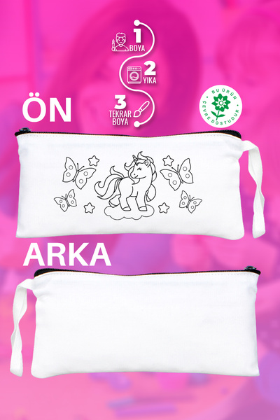 Pamusan Unicorn Desenli Boyanabilir Kalemlik - 21x10 Boyutlarında - 10 Adet - Çocuklar İçin Eğitici Aktivite