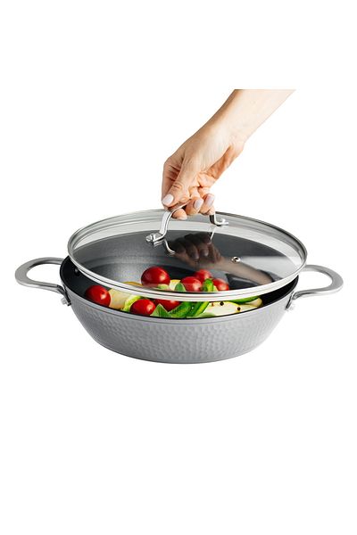 Ambition Deep frying pan with lid 28cm, 3.4L, Qualum Basic coating, Bubble