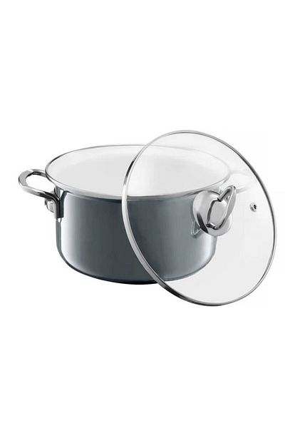 Emalia Olkusz 1907 Oala emailata cu capac 24cm, 4.8L, gri, Optimum