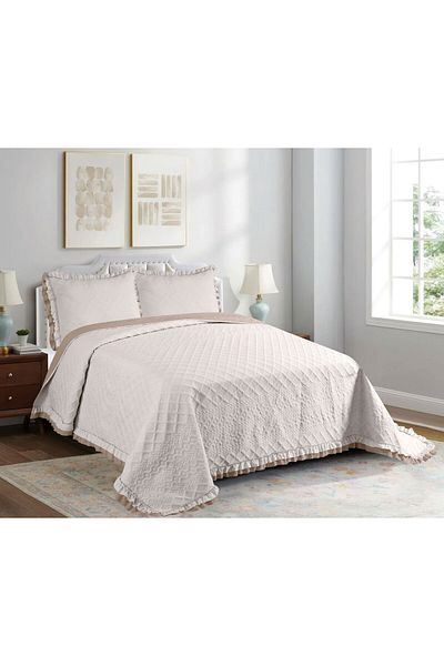Dainty Home Yünteks Dainty Home Double Bedspread Sara Mink