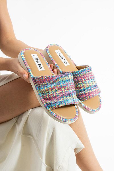 Moda Frato Papuci de damă Mabel Papuci de casă pentru piscină în aer liber, mare, plajă