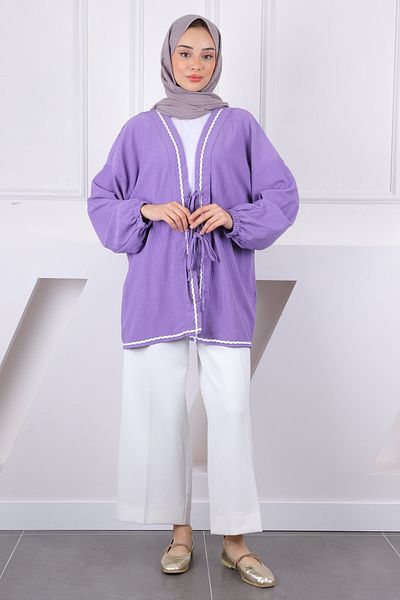 İmajButik Крепово кимоно с люляков кант