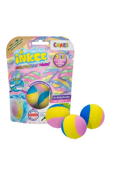 CRAZE Inkee 3pcs Multipack Bath Bombs - Vegan, Dermatologist Approved for Kids