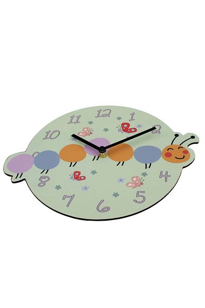 BM GİFT DESİGN Wall Clock For Children's Room, 28 Cm, Caterpillar Model