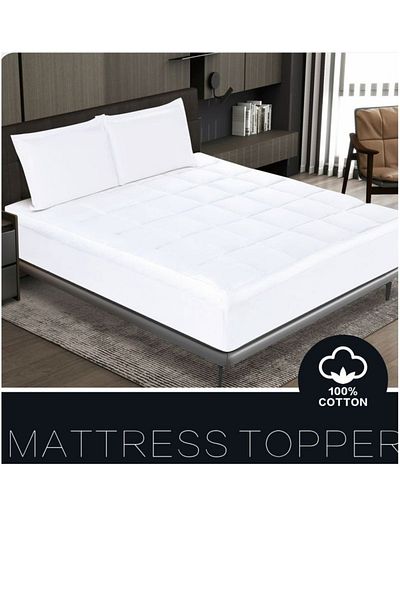 smart home Luxury Bed Pad Set 14cm Height + 2 Waterproof Pillow Protectors | Bed Pad 100% Cotton