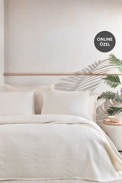 Yataş Liona Single 100% Cotton Pique Set - Ecru