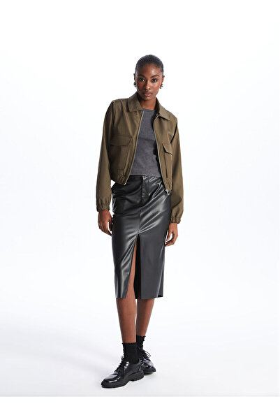 LC Waikiki Gerader Damenrock aus Leder mit schmaler Passform