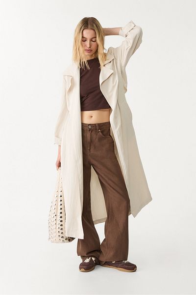 Stradivarius Long flowing trench coat with belt