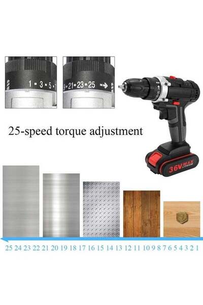 COOYA 36V Wireless Multi-functional Electric Impact Cordless Drill, All - in - One DIY Power Tools